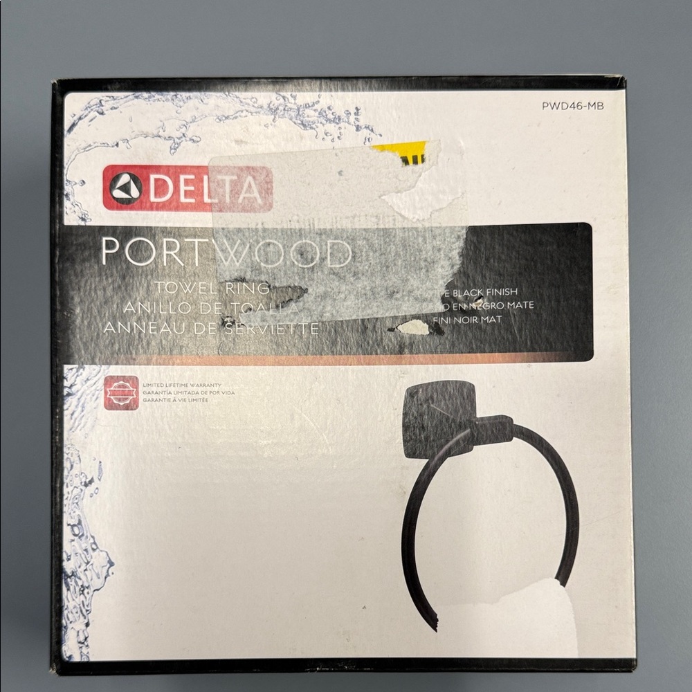 Delta Matte Black Portwood Round Towel Ring